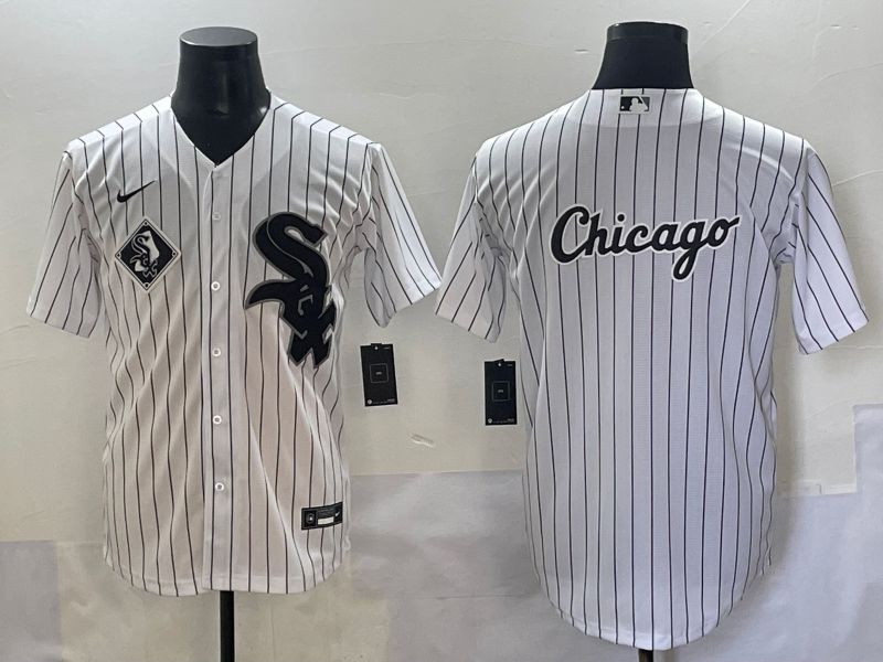 Men 2025 Chicago White Sox Blank White Stripe Game Nike MLB Jersey style 12